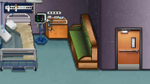 一组像素艺术医院主题的物品和设备素材