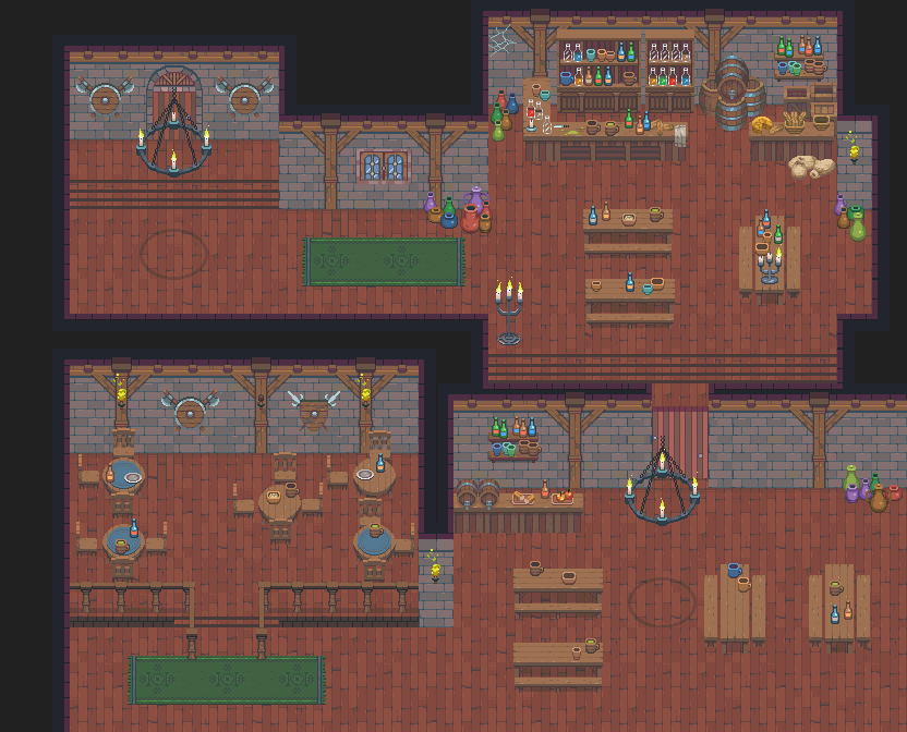 史诗级的像素RPG游戏村庄内部装饰素材