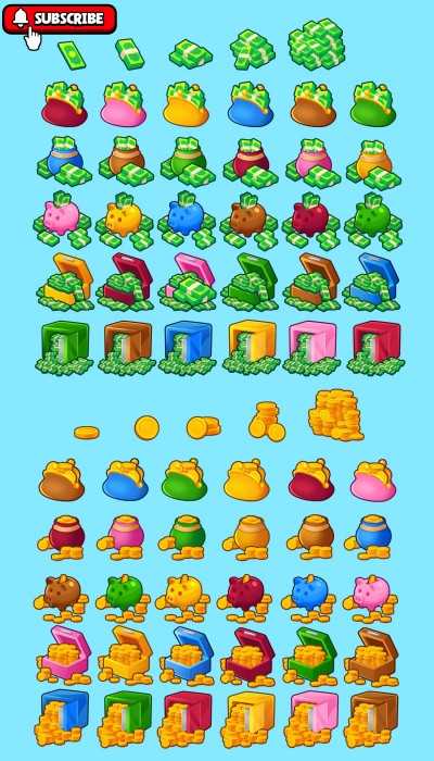 140+的卡通2D游戏货币图标素材