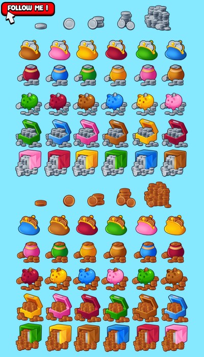 140+的卡通2D游戏货币图标素材