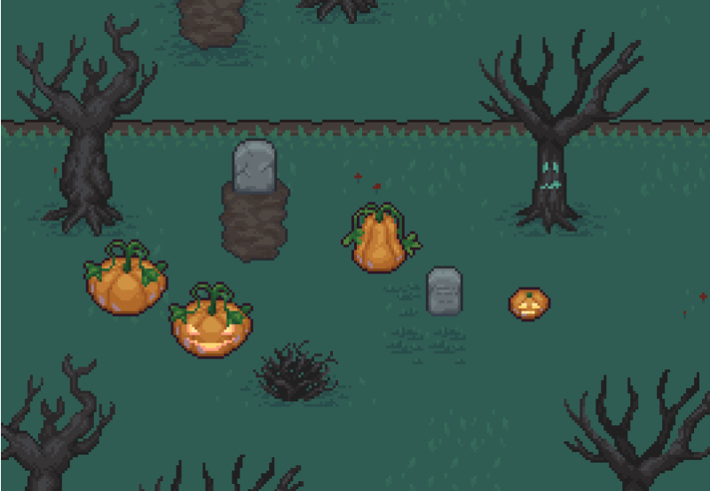 免费的自上而下像素万圣节南瓜道具素材