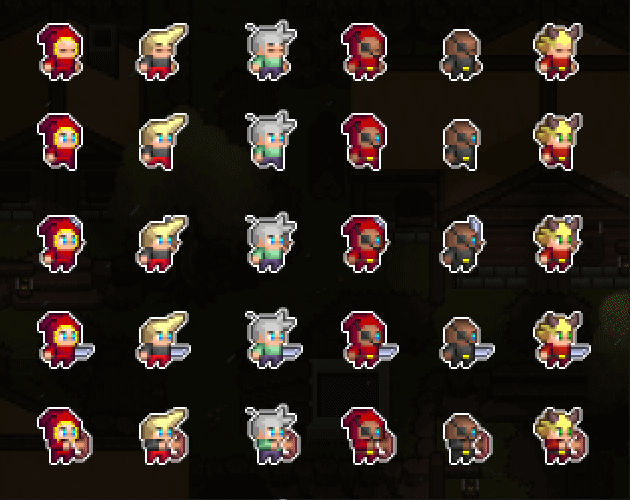 15个平台/俯视角像素游戏角色动画素材