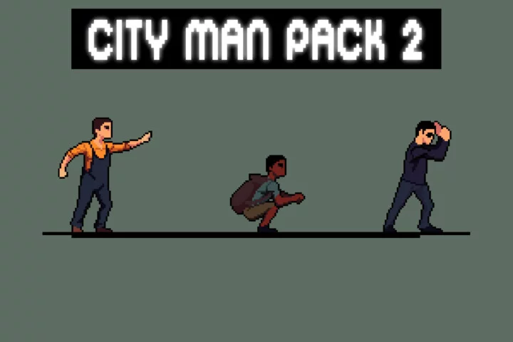 3个横版现代城市像素男性居民人物动画素材