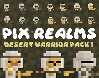 14个静态的像素沙漠战士角色素材
