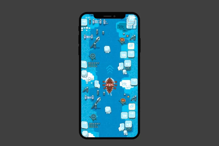 精美的俯视图北极维京2D矢量游戏素材