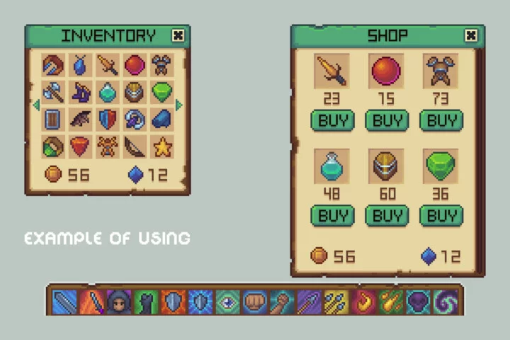 16*16的基本像素游戏GUI图标素材