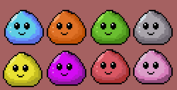 8种色彩缤纷的像素史莱姆动画素材