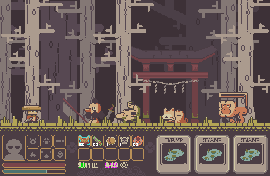 手工绘制的日式风格妖怪领域UI、图块、角色资产素材