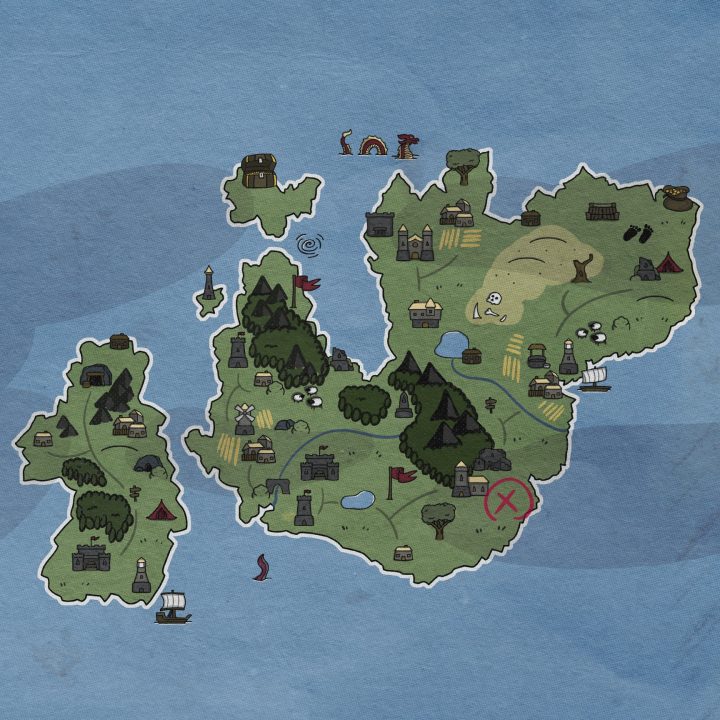 43个独特的卡通2D地图图标素材