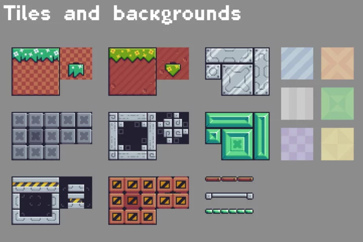 独一无二的完整像素艺术简易平台游戏素材包