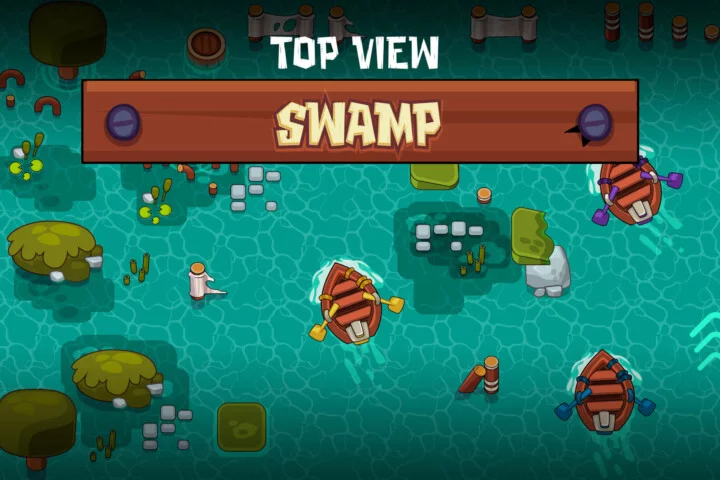俯视角的矢量2D沼泽游戏素材包