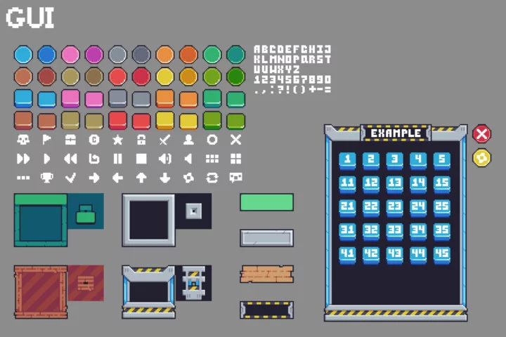 独一无二的完整像素艺术简易平台游戏素材包