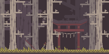 手工绘制的日式风格妖怪领域UI、图块、角色资产素材