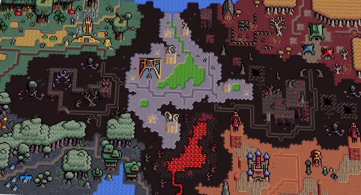 完整的4*4像素迷你奇幻世界地图图块集素材