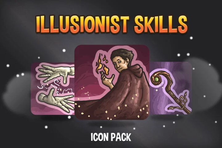 48个256*256的矢量2D幻术师技能图标素材