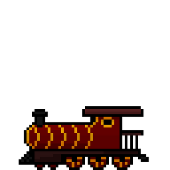 免费的像素红色六节车厢蒸汽火车套装素材