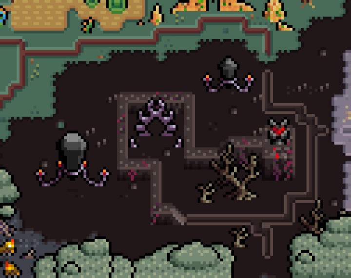 完整的4*4像素迷你奇幻世界地图图块集素材