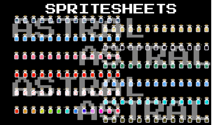 一组免费的像素星界魔法药剂素材