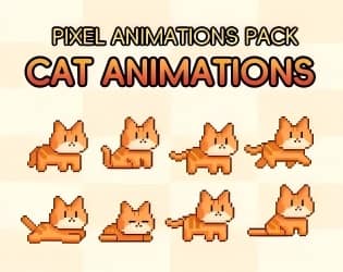 免费的32*32可爱像素动物猫咪动画素材