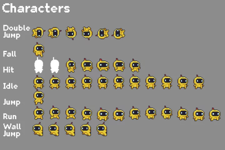 独一无二的完整像素艺术简易平台游戏素材包