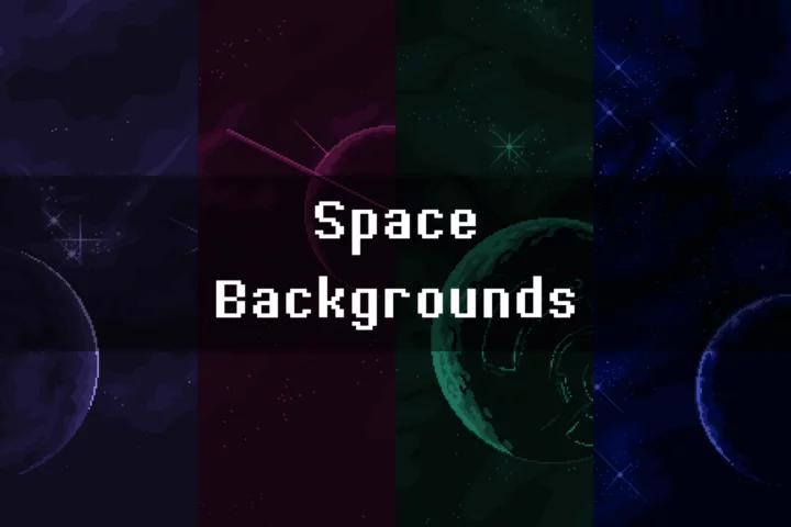 4个极简的视差效果像素太空背景图片素材