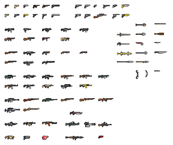 一组免费的静态像素武器枪械素材