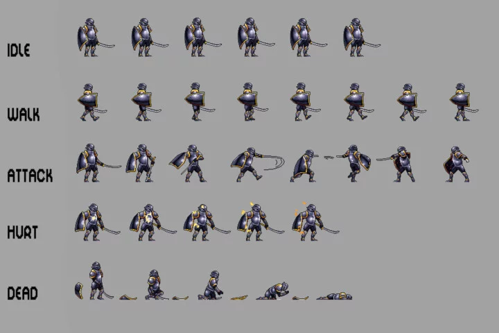 3个精美的横版像素精灵战士动画素材