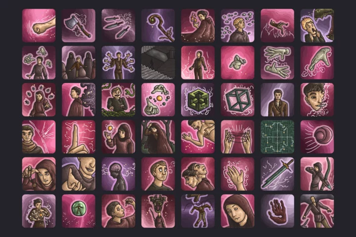 48个256*256的矢量2D幻术师技能图标素材