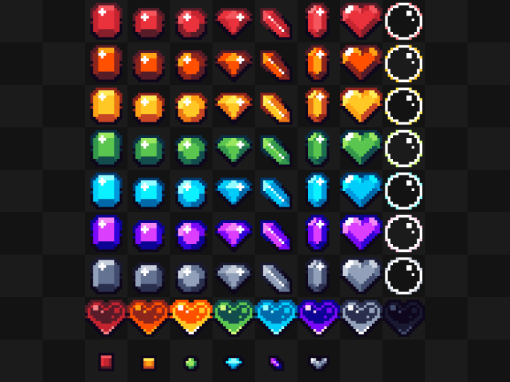一大堆16*16的免费像素宝石素材