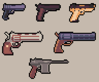 6个迷你的微型像素武器枪械素材