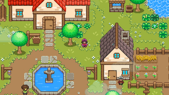 16*16的季节性阳光与喷泉像素奇幻梦境村庄图块集资产素材