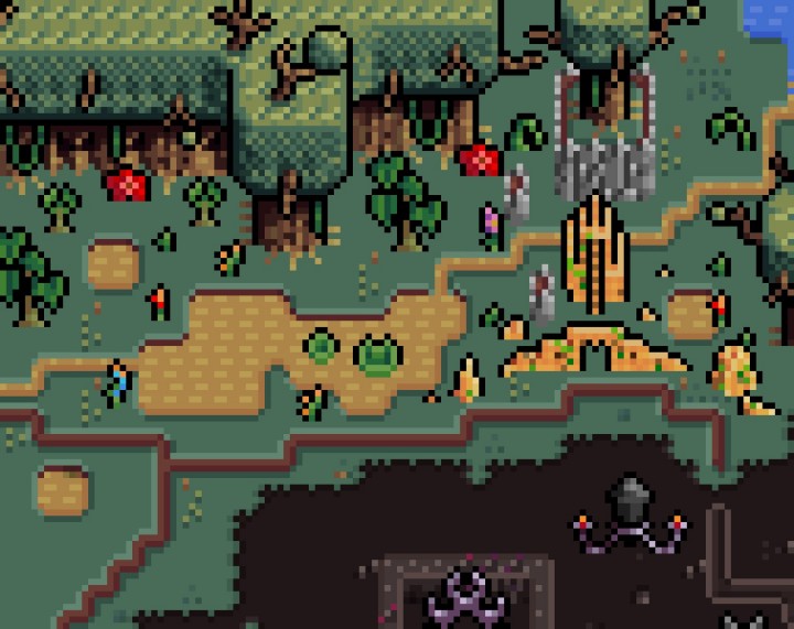 完整的4*4像素迷你奇幻世界地图图块集素材