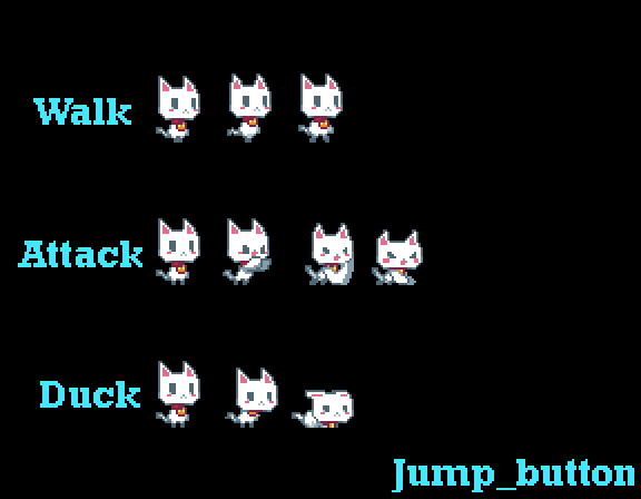 免费的横版32*32手绘动画猫角色动画素材