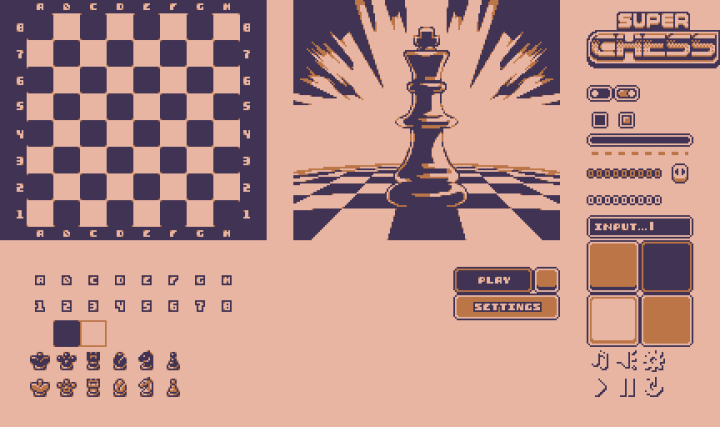 完整的Gameboy风格像素国际象棋素材