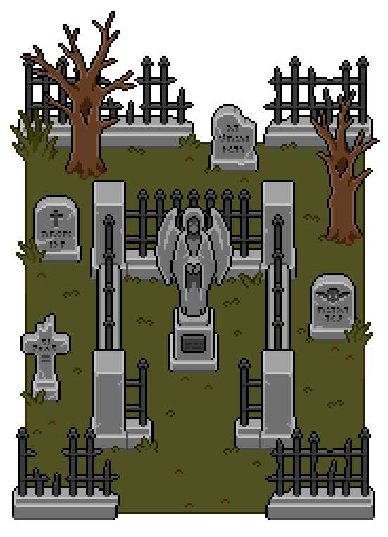 32*32自上而下的像素墓地场景道具和装饰素材