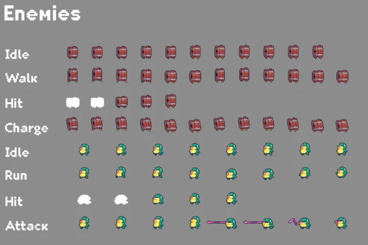独一无二的完整像素艺术简易平台游戏素材包