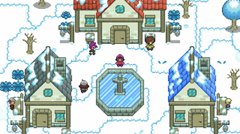 16*16的季节性阳光与喷泉像素奇幻梦境村庄图块集资产素材