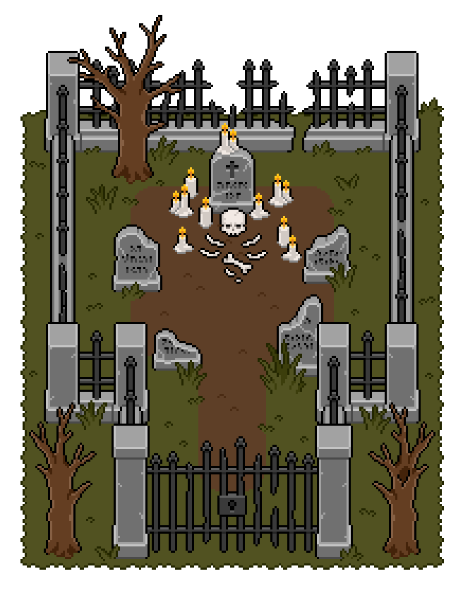 32*32自上而下的像素墓地场景道具和装饰素材
