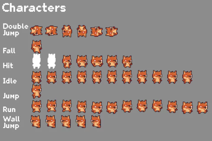 独一无二的完整像素艺术简易平台游戏素材包