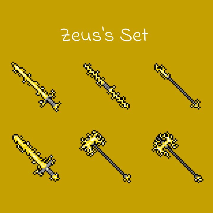 一款受宙斯启发的神圣雷霆锻造像素武器素材