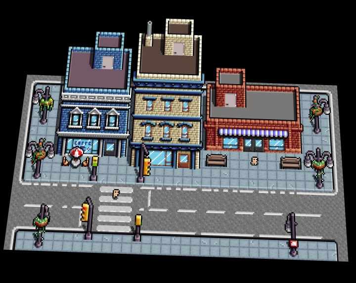 8*8的迷你奇幻像素现代小镇资产素材