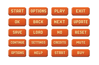 20个复古风格像素UI按钮素材