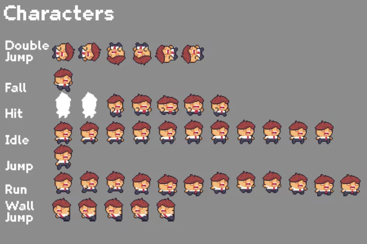 独一无二的完整像素艺术简易平台游戏素材包