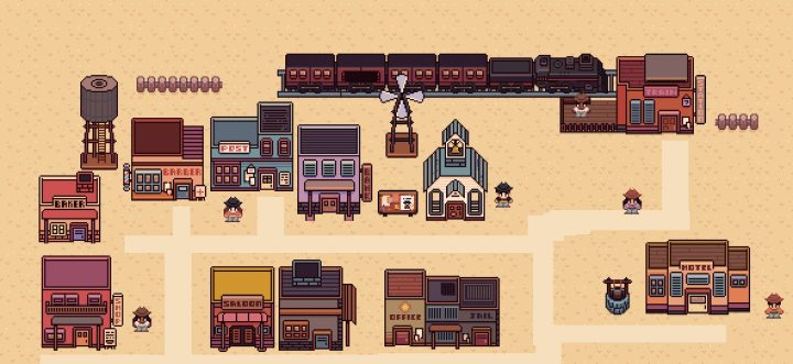 一组16*16的美国西部主题风格像素建筑素材