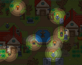 精美的自上而下像素奇幻梦境重生万圣节和圣诞节装饰素材