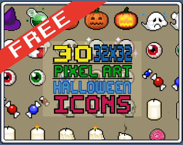 30个免费的32x32像素万圣节图标