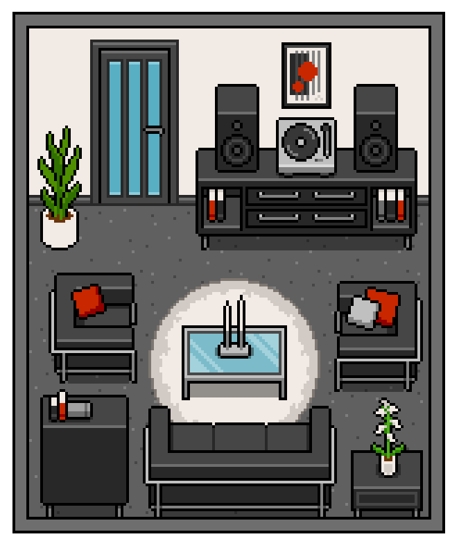 32*32自上而下俯视角的像素时尚现代家具素材