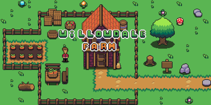 宁静祥和的免费像素柳树谷村庄图块集素材