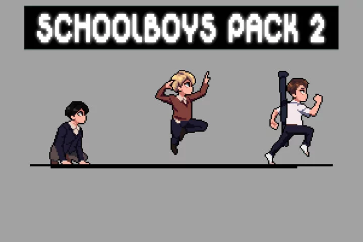 3个动漫风格横版像素校园男生角色动画素材2