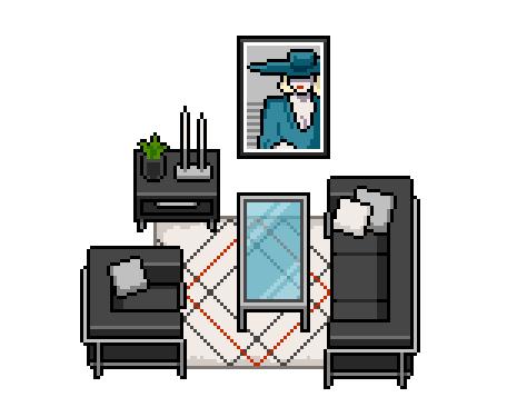 32*32自上而下俯视角的像素时尚现代家具素材